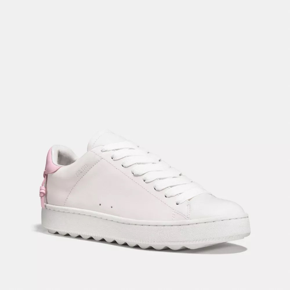 Coach size 8 women White & Pink Low-Top Leather - Picture 1 of 8